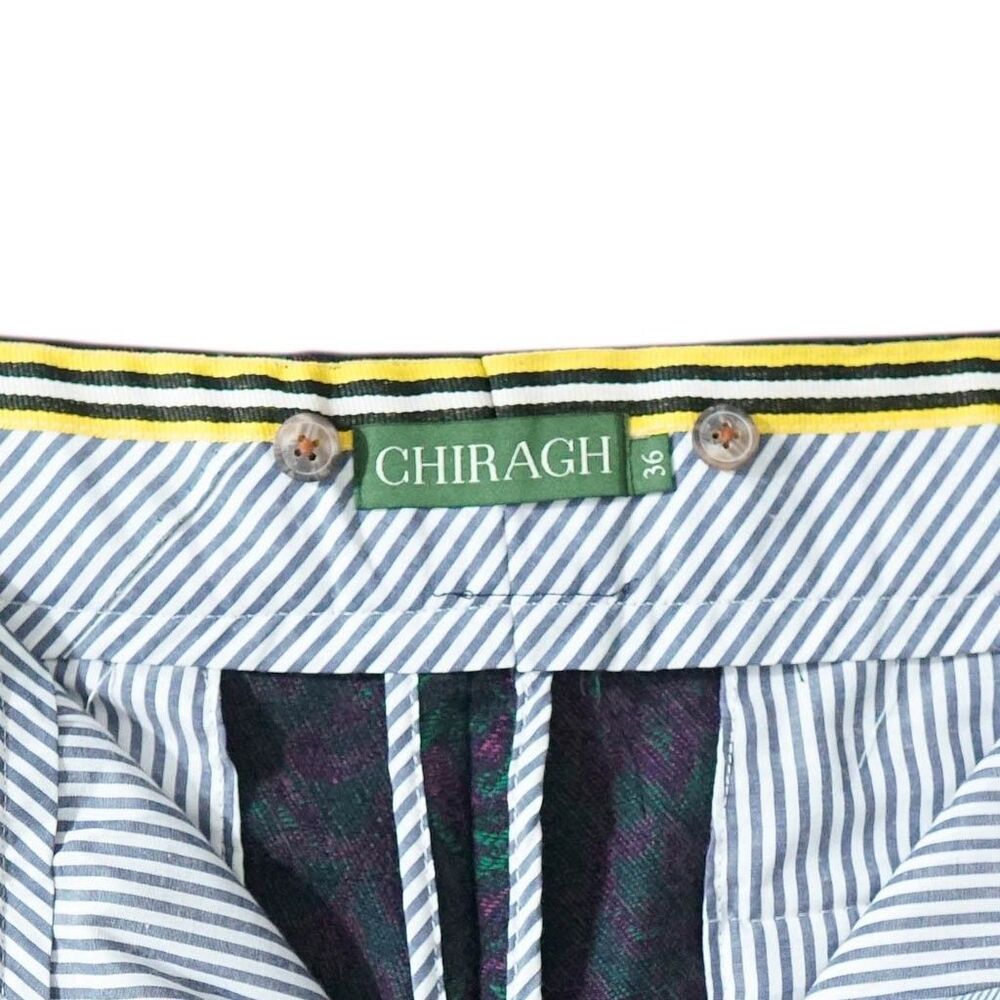 Mens 36 Gurkha Pants Purple Green Paisley 100% Wool Flat Front Straight Trousers - Picture 3 of 8